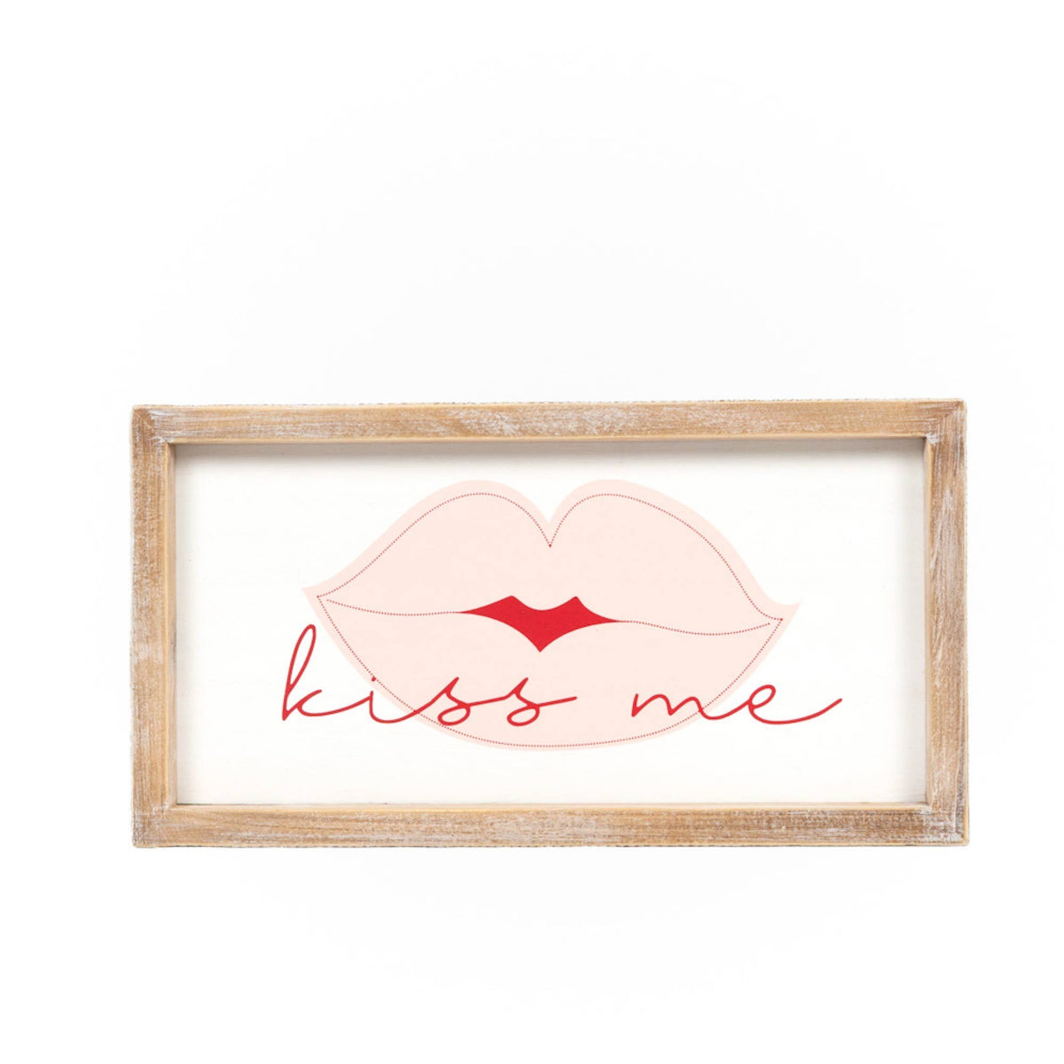 Wood Frame Sign 13x7" KISS LUCK Valentine St Patrick - 21029