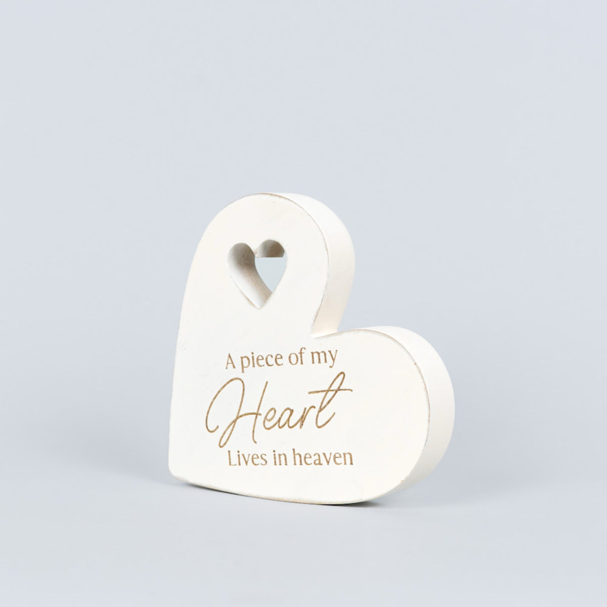 7x7 wood heart block (Heaven) Sympathy Gift - 11028