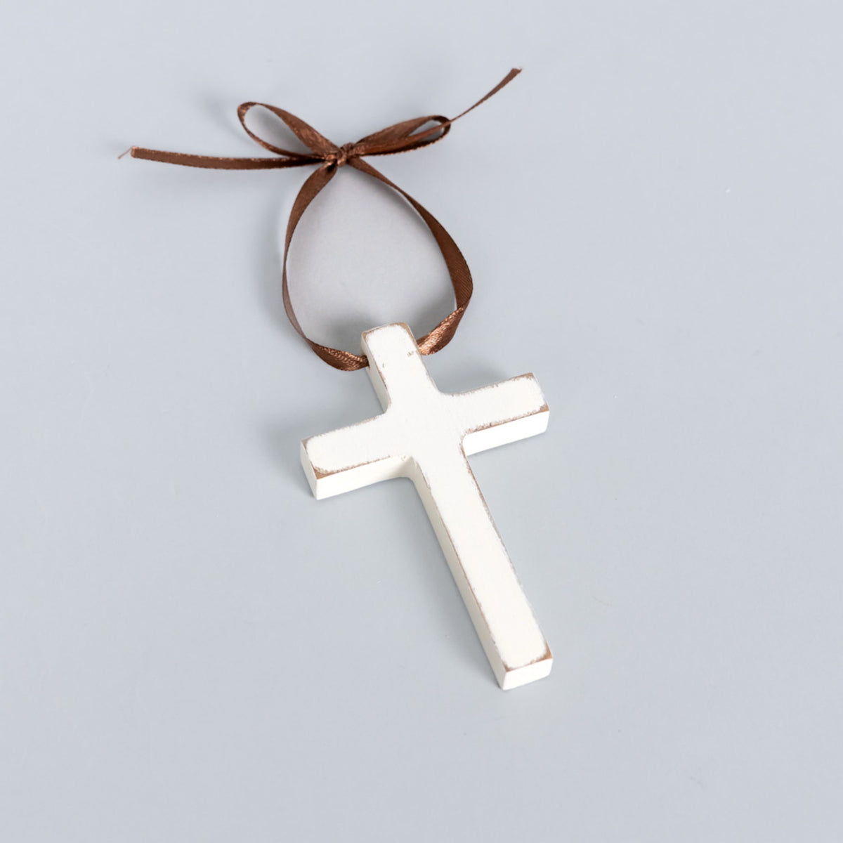 Wood Cross Ornament 3", white - 11082