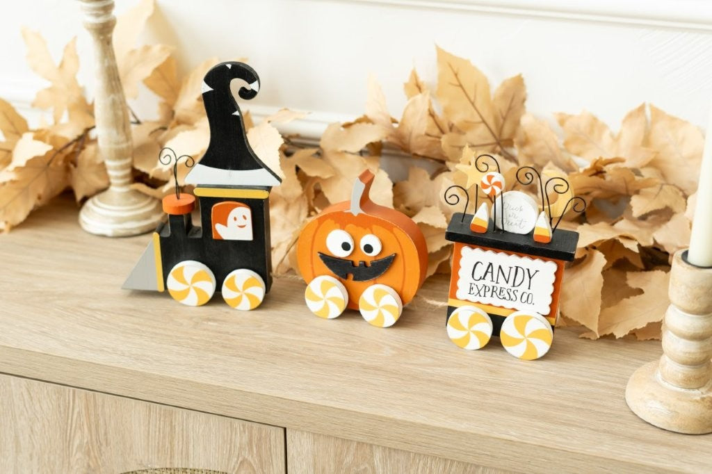 Wood Tabletop Candy Train Halloween Decor NEW - 50538