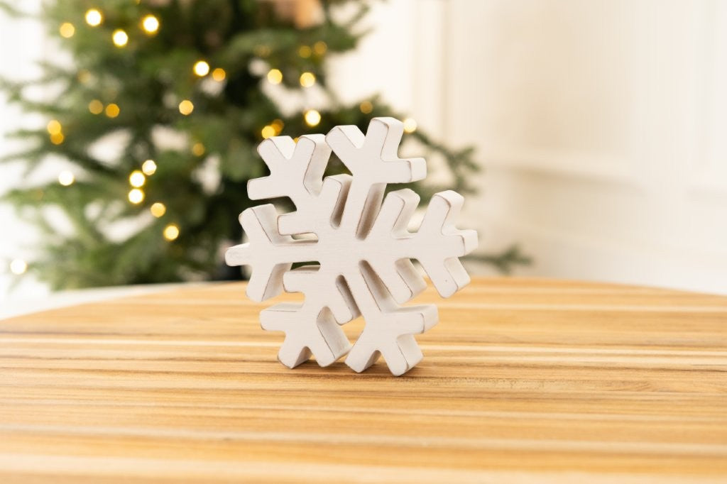 Chunky Wood Snowflake Cutouts CHRISTMAS Decor (Two Sizes Available)