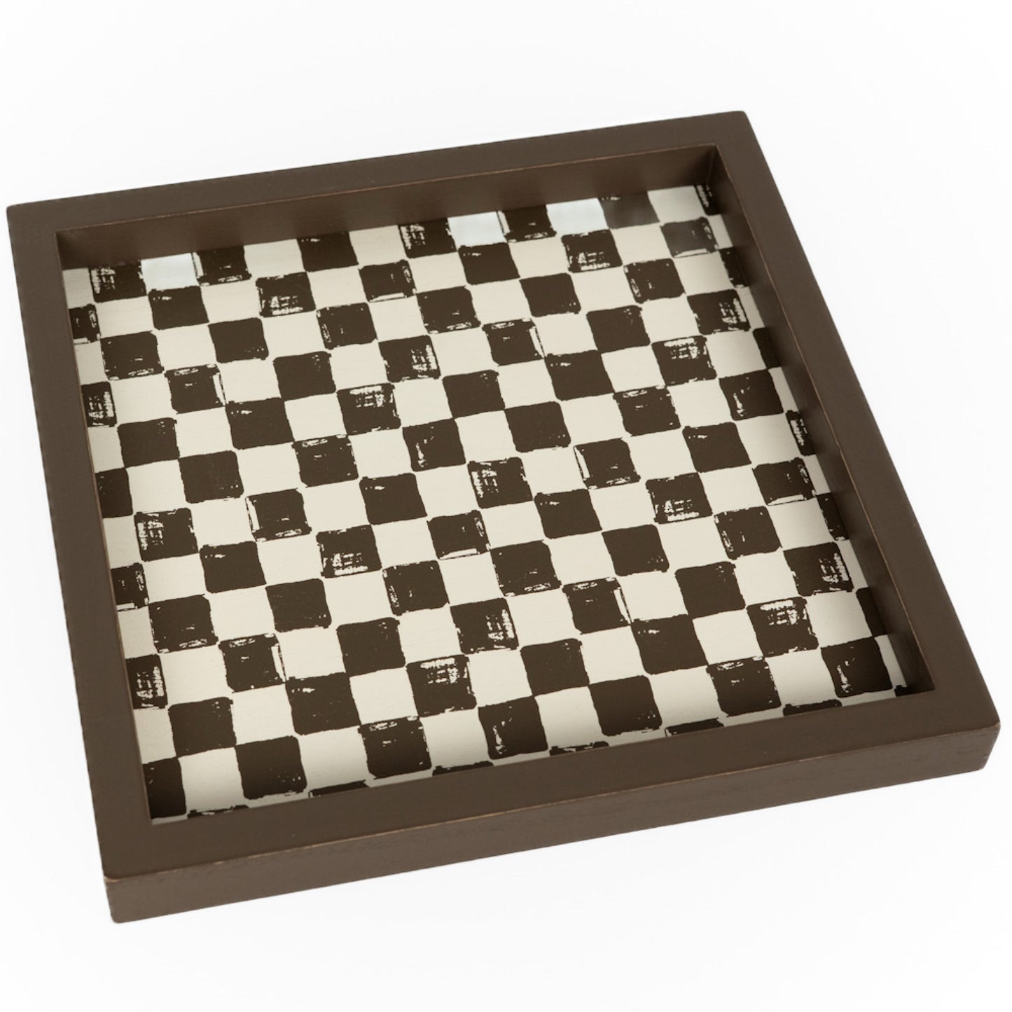 10x10 Wood Check Tray, Espresso/Natural