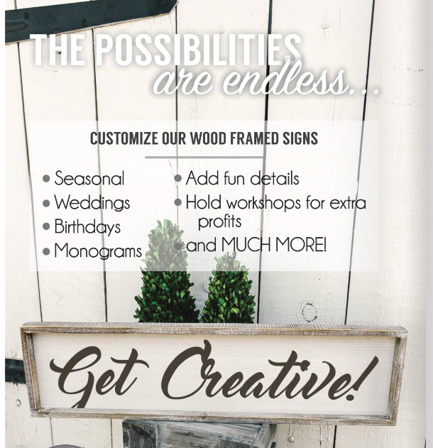 12x12 Wood framed blank sign w/removeable insert DIY