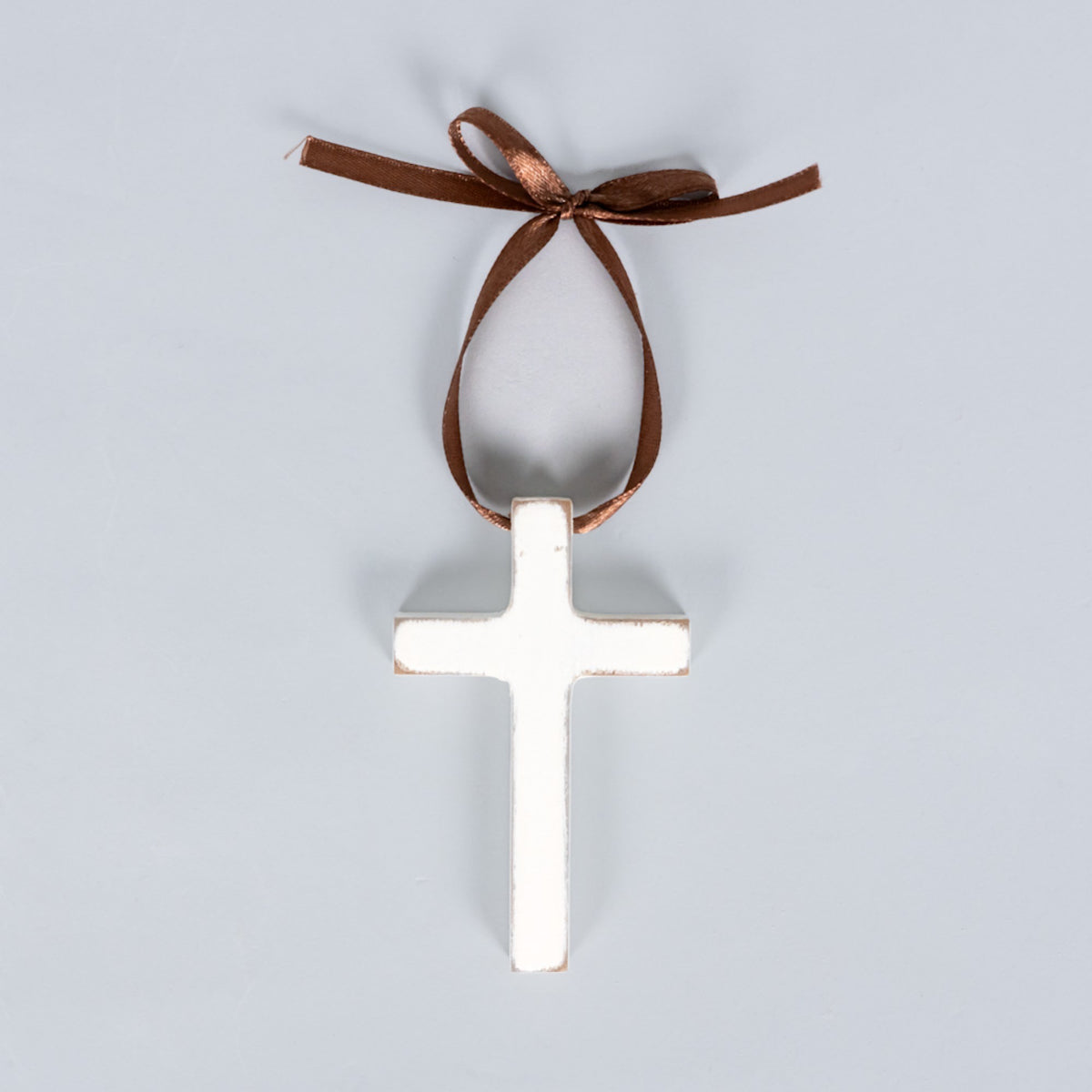 Wood Cross Ornament 3", white - 11082