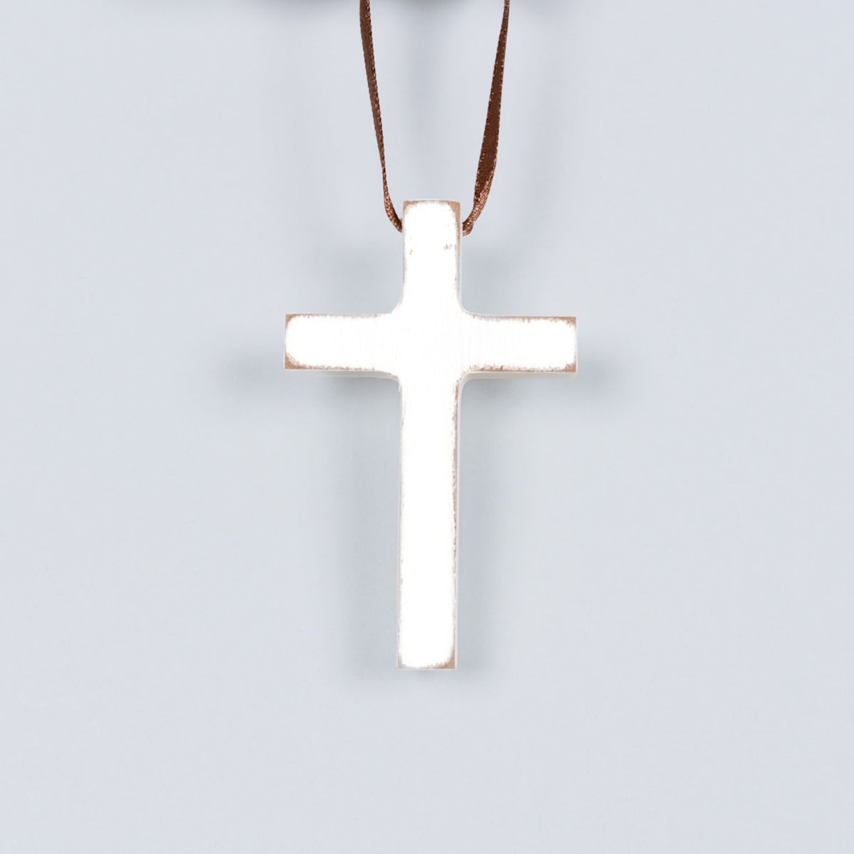 Wood Cross Ornament 3", white - 11082