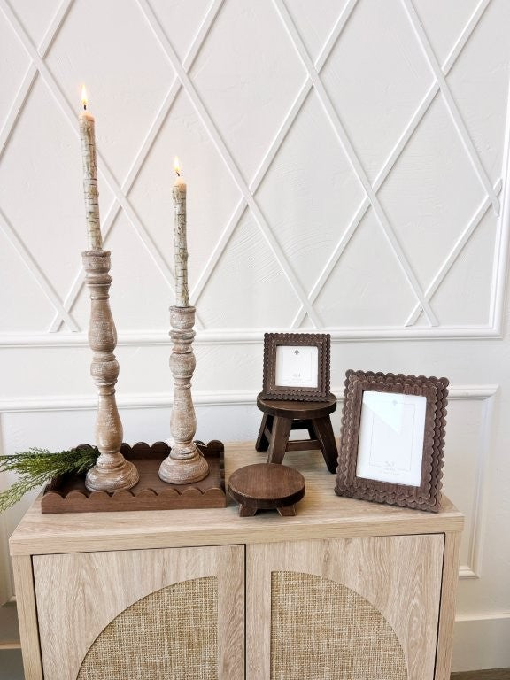 19" wood taper candle holder, in 4 finishes
