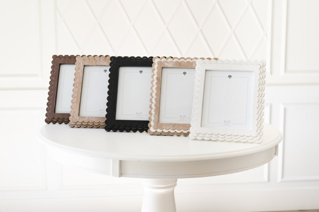 Wood scallop photo frame for 8x10 pic, 5 styles