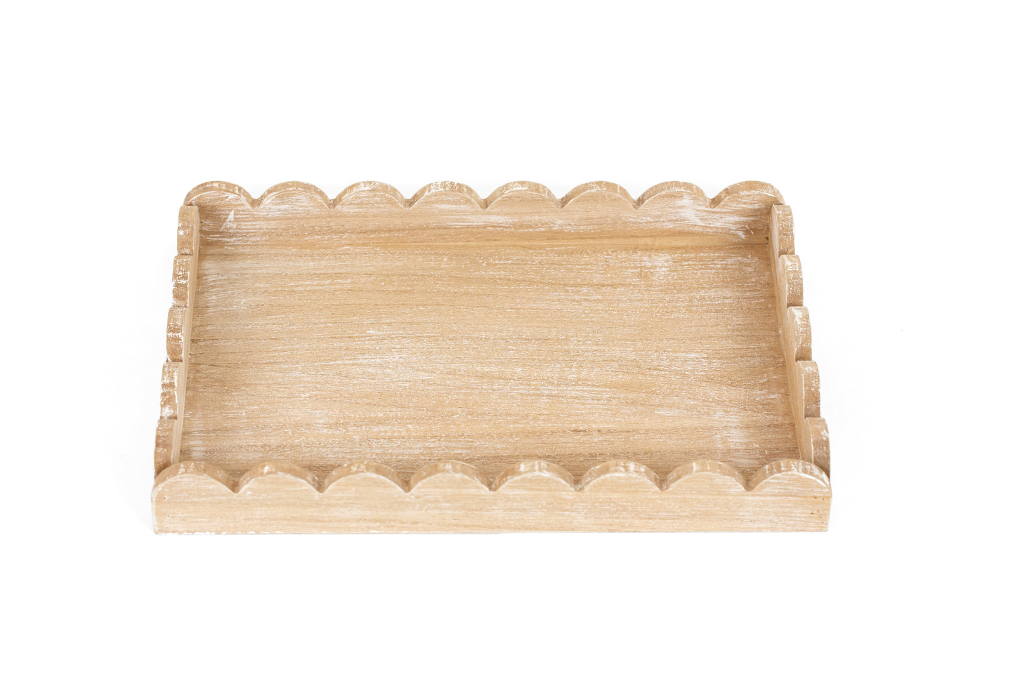 Scalloped Wooden Decorative Tray