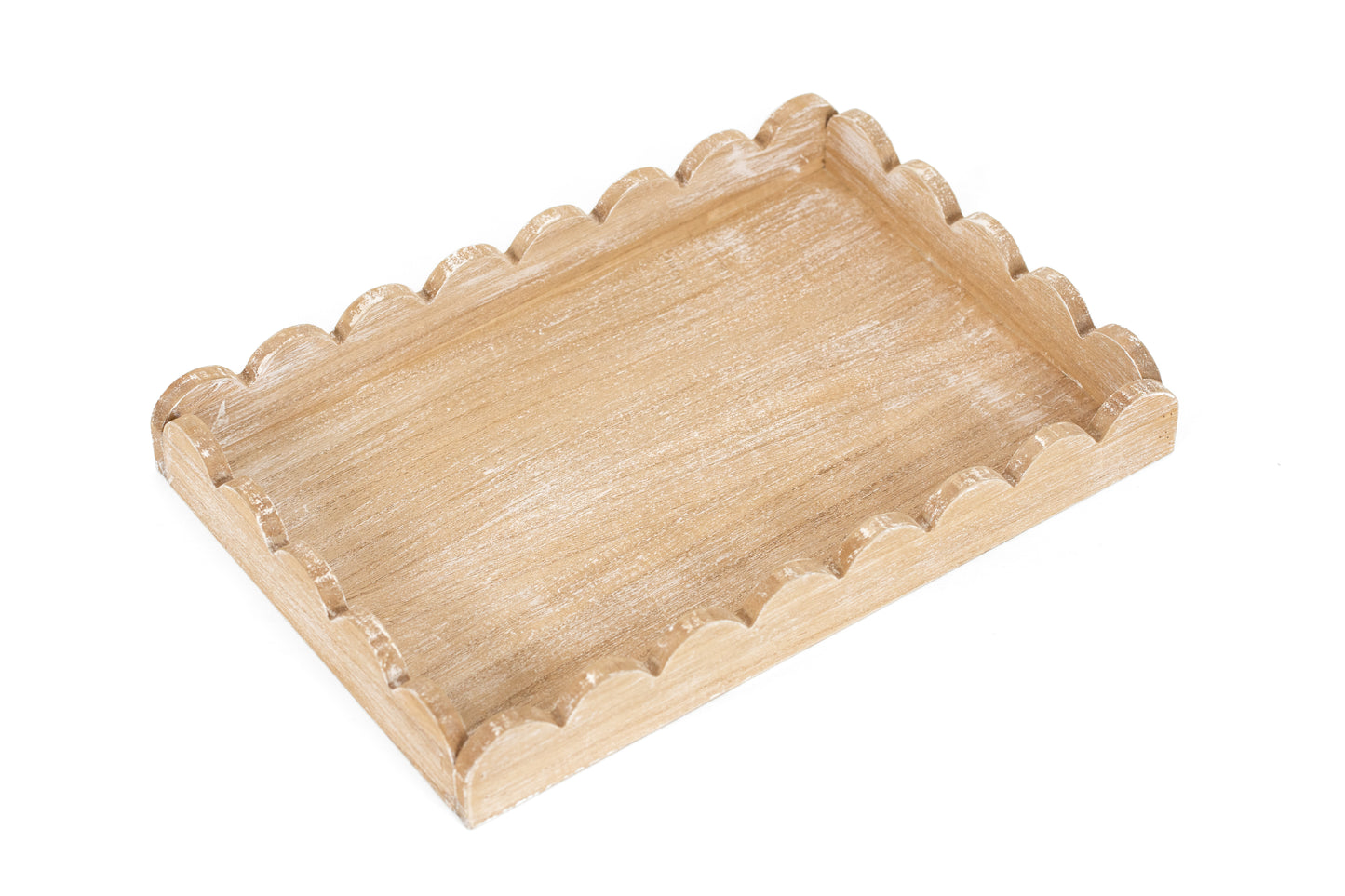 Scalloped Wooden Decorative Tray