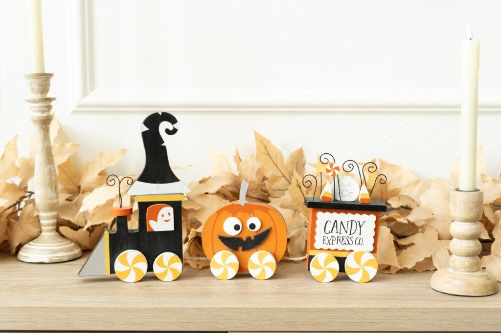 Wood Tabletop Candy Train Halloween Decor NEW - 50538