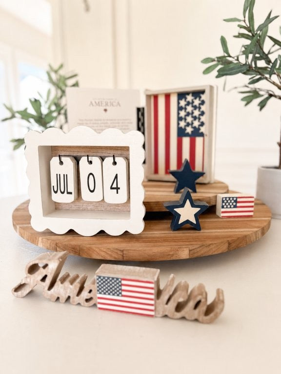 Wood scallop perpetual calendar, home office desk