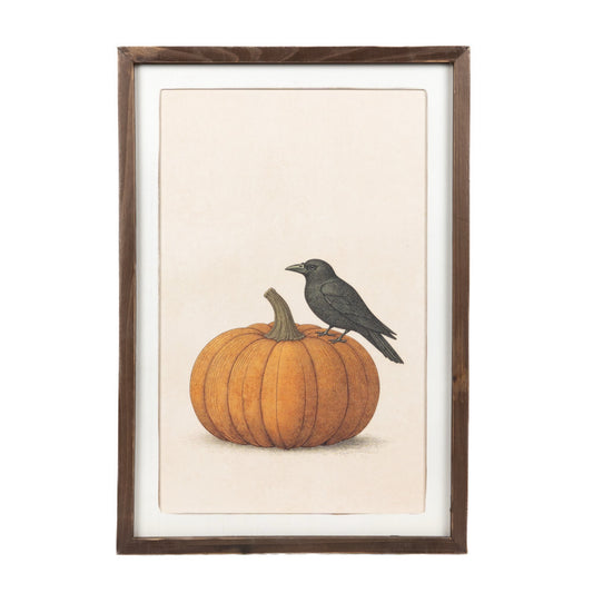 Wood Frame Wall Art 17x24" PUMPKIN HALLOWEEN FALL - 60002