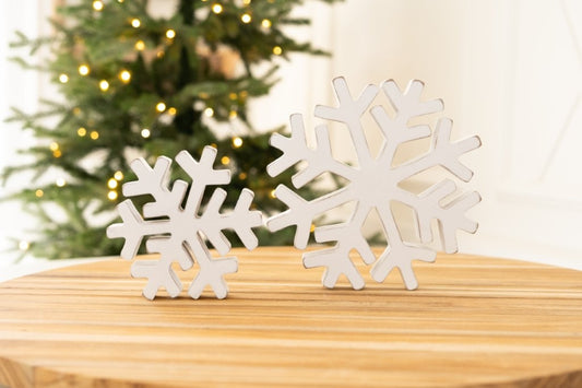 Chunky Wood Snowflake Cutouts CHRISTMAS Decor (Two Sizes Available)