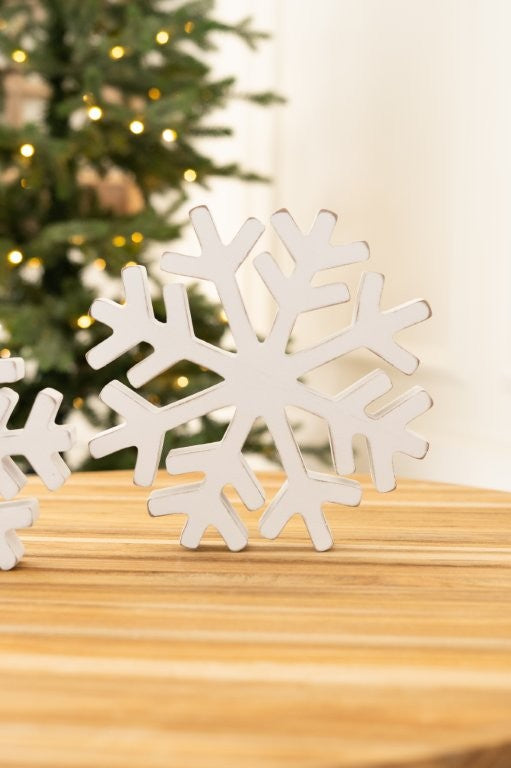 Chunky Wood Snowflake Cutouts CHRISTMAS Decor (Two Sizes Available)