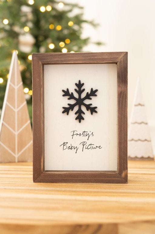 Wood Frame Sign 6x8" FROSTY BABY PIC Christmas decor - 70006