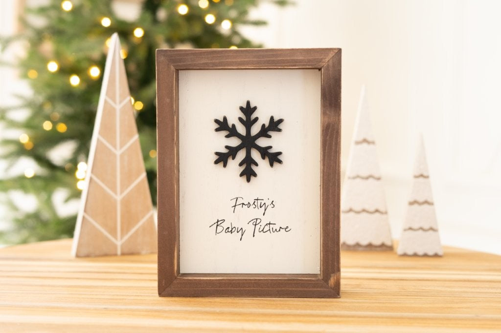 Wood Frame Sign 6x8" FROSTY BABY PIC Christmas decor - 70006