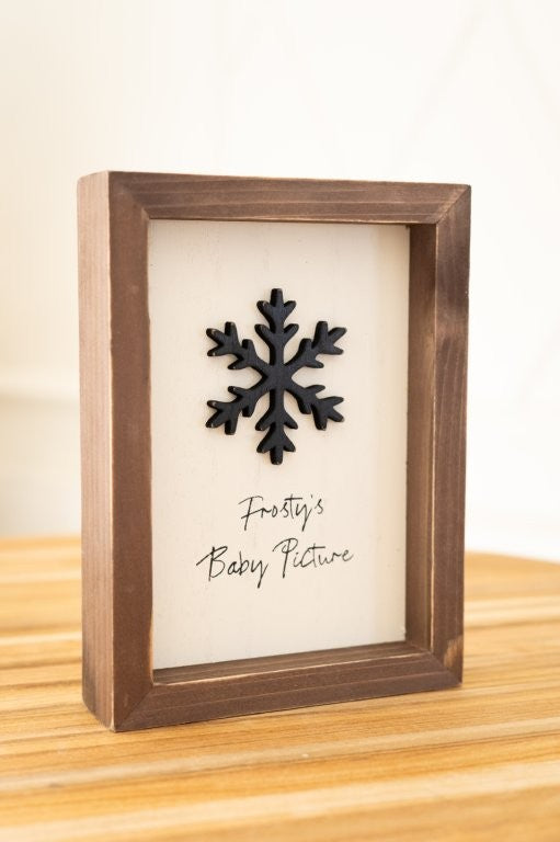 Wood Frame Sign 6x8" FROSTY BABY PIC Christmas decor - 70006