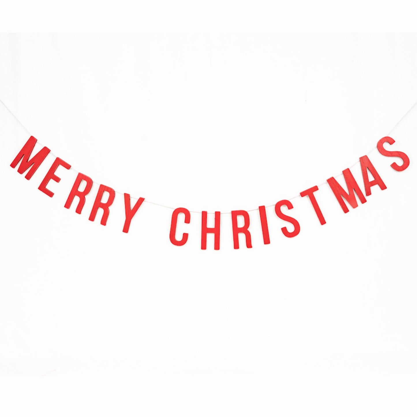 70" Wood Garland Banner MERRY CHRISTMAS Decor red