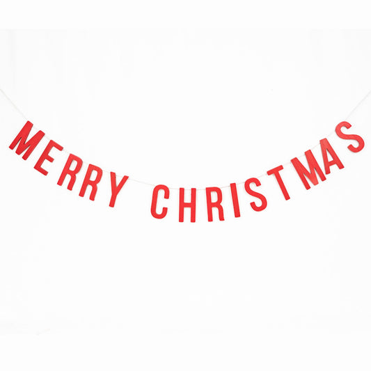 70" Wood Garland Banner MERRY CHRISTMAS Decor red