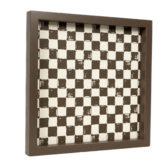 10x10 Wood Check Tray, Espresso/Natural