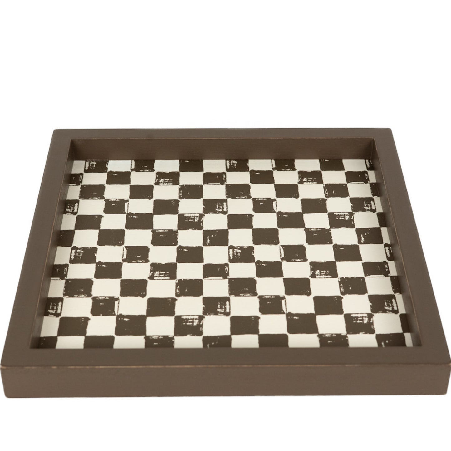 10x10 Wood Check Tray, Espresso/Natural