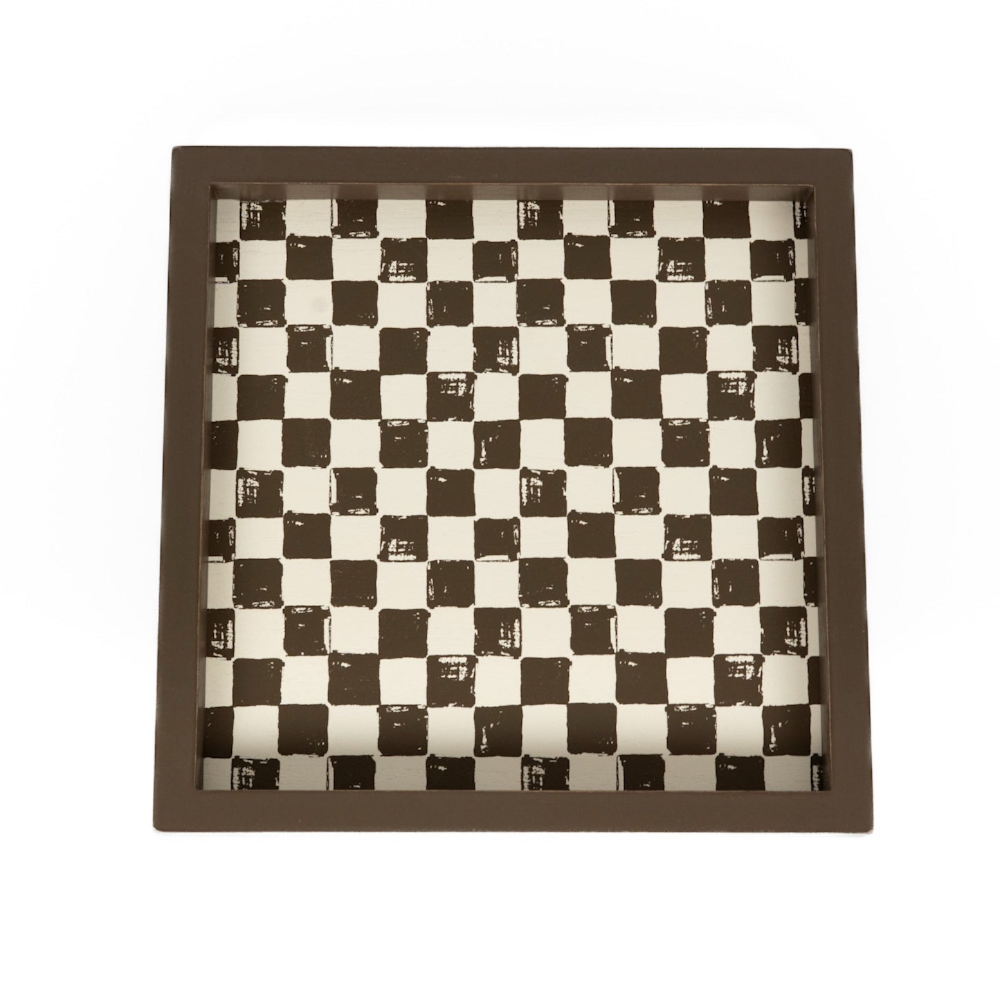 10x10 Wood Check Tray, Espresso/Natural