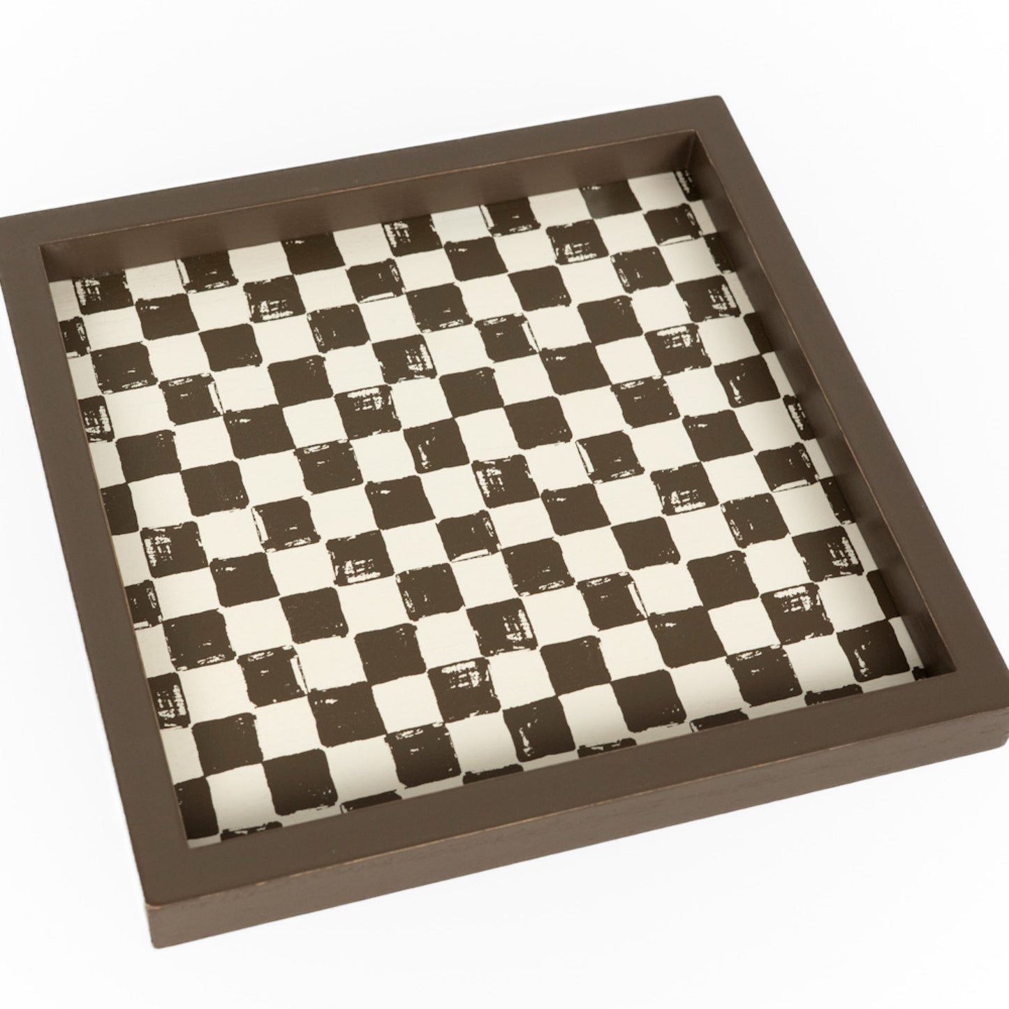 10x10 Wood Check Tray, Espresso/Natural