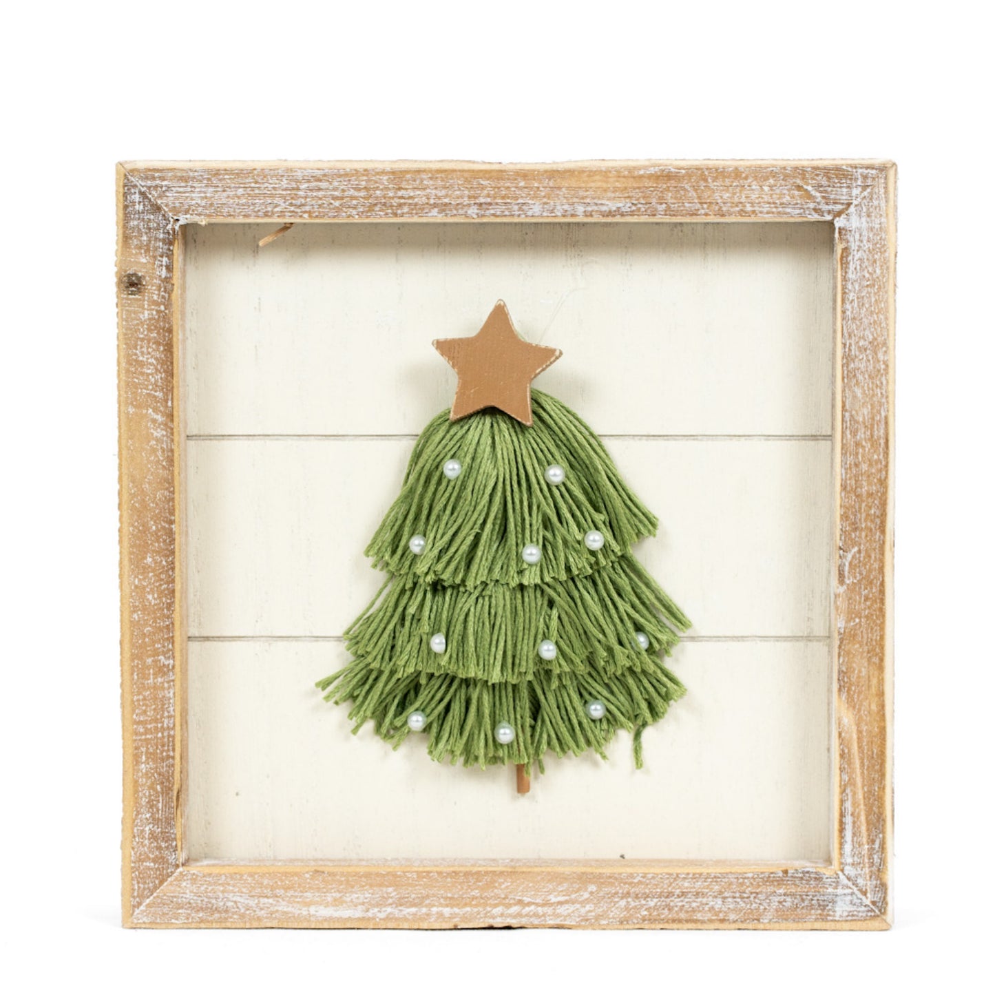 Wood Frame Sign 7x7" TASSEL Christmas Tree Decor - 71346