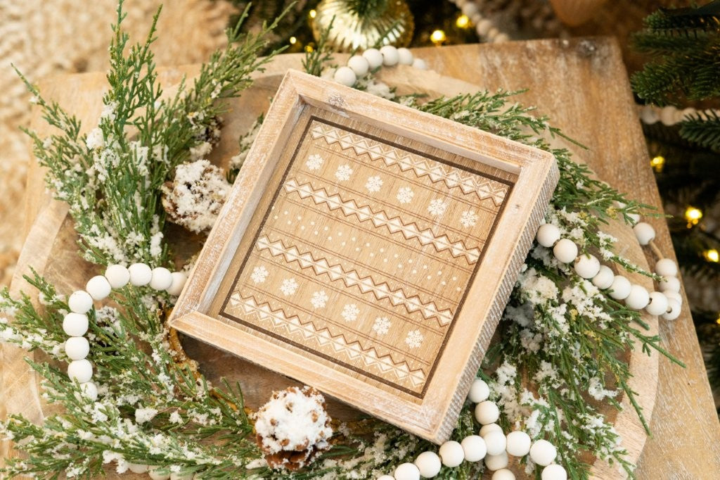 Wood Frame Sign 7x7" TASSEL Christmas Tree Decor - 71346