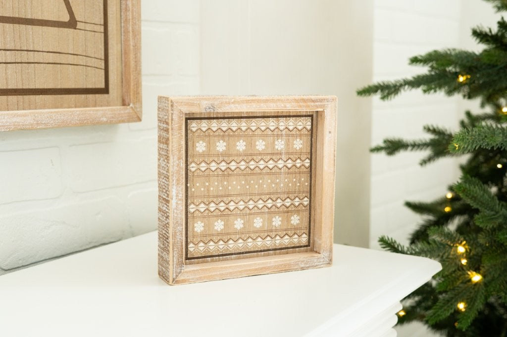 Wood Frame Sign 7x7" TASSEL Christmas Tree Decor - 71346