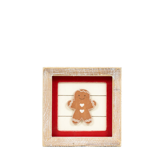 Wood Frame Sign 5x5" (GINGERBREAD / DEER) Christmas - 71350