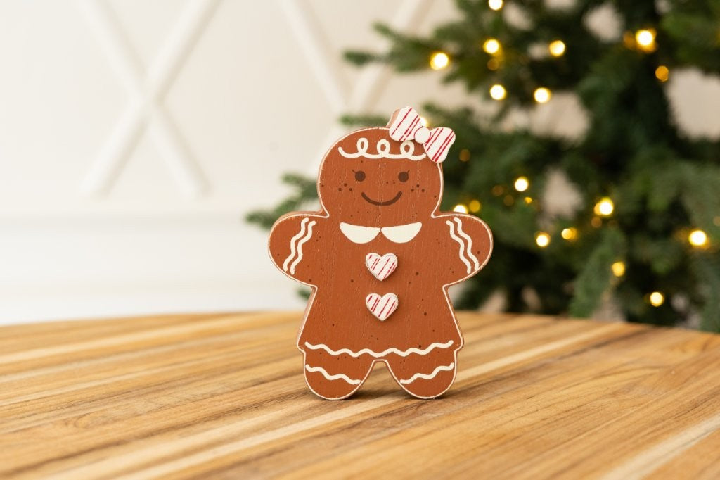 Chunky Wood Shape 4x5" GINGERBREAD GIRL Christmas - 71355