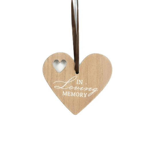 4" Wood heart shape ornament: MEMORY, Sympathy Gift - 910021