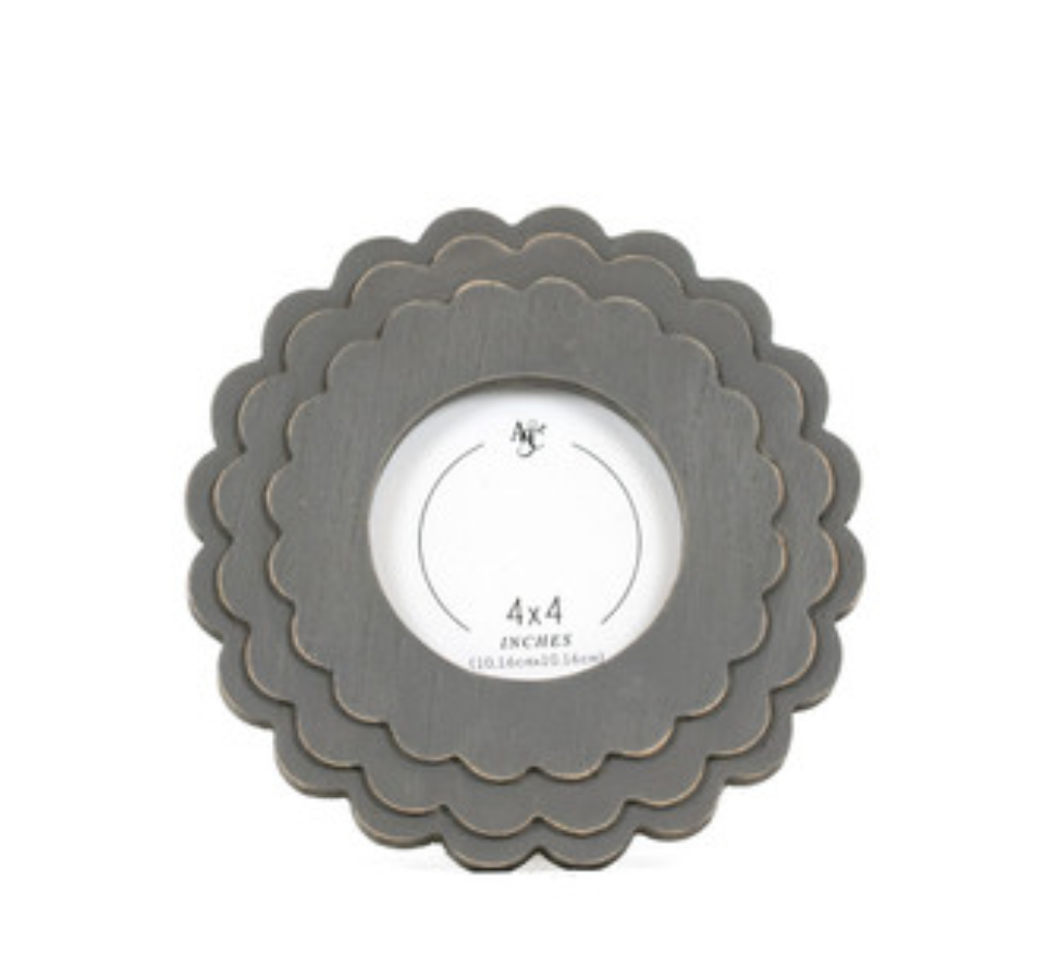 Gray wood scalloped frame