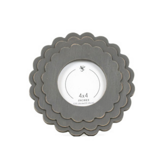 Gray wood scalloped frame