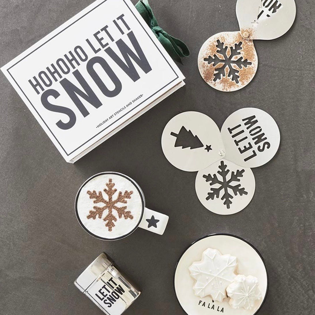Let it snow stencil shaker book