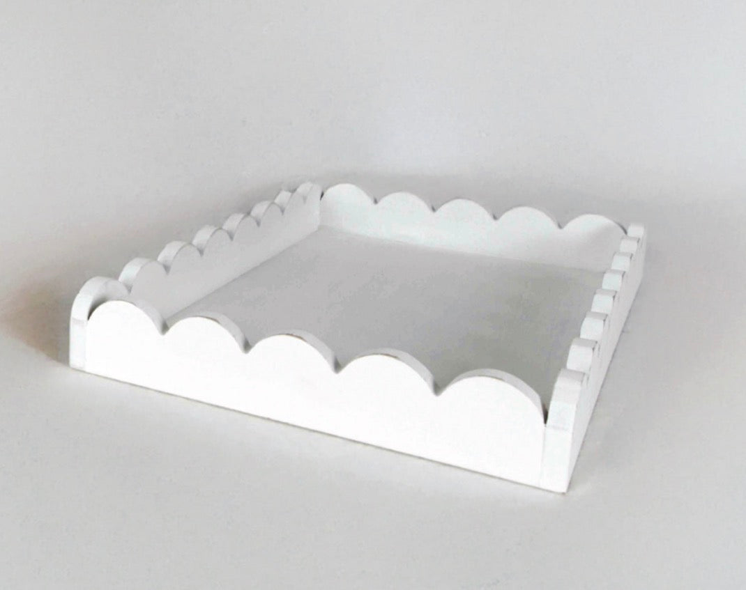 Scalloped Wooden Decorative Tray