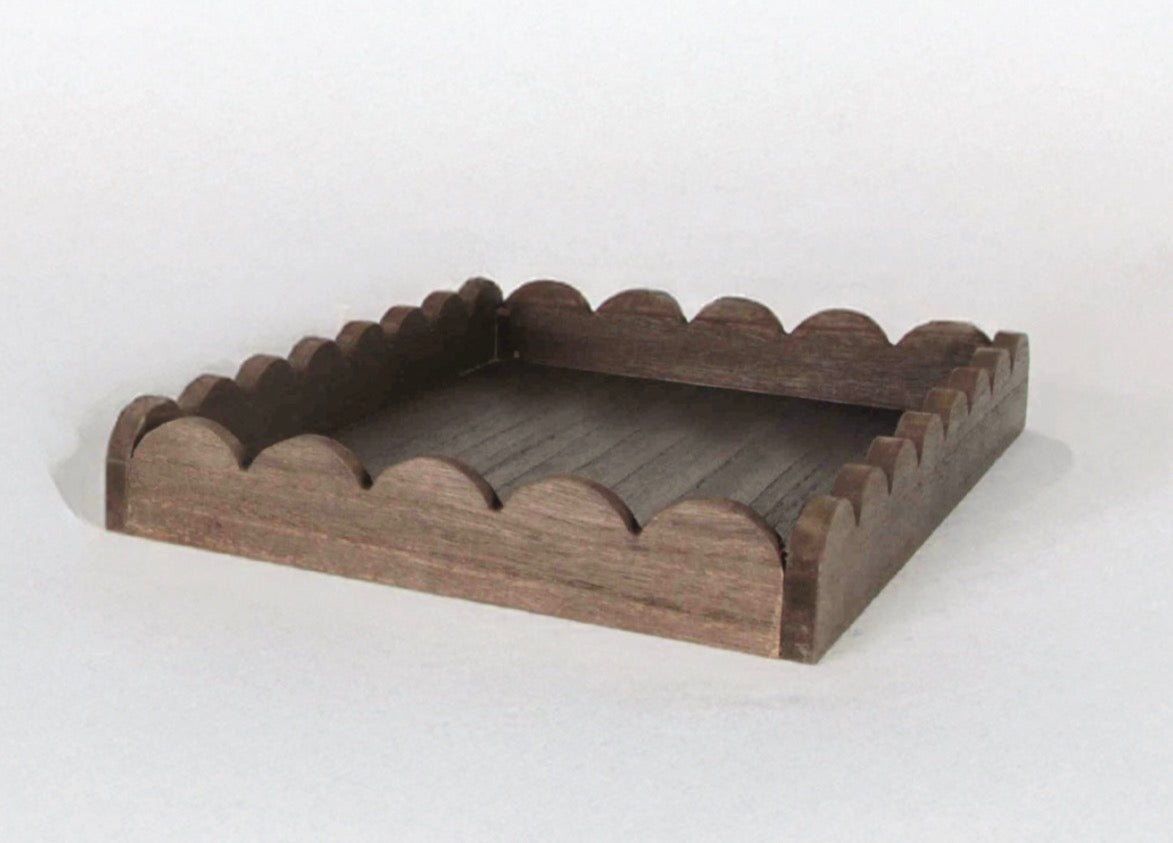 Scalloped Wooden Decorative Tray