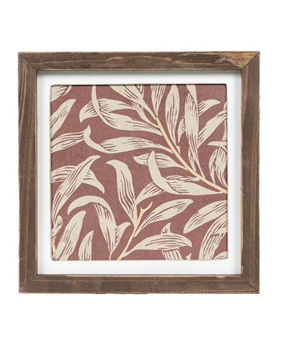 Reversible botanical wood frame sign