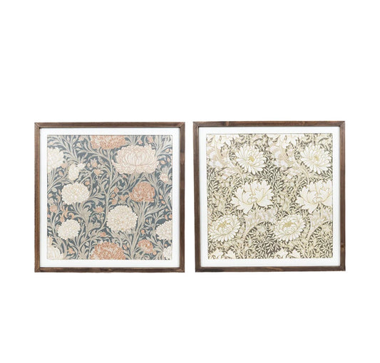 Reversible flowers wood framed sign