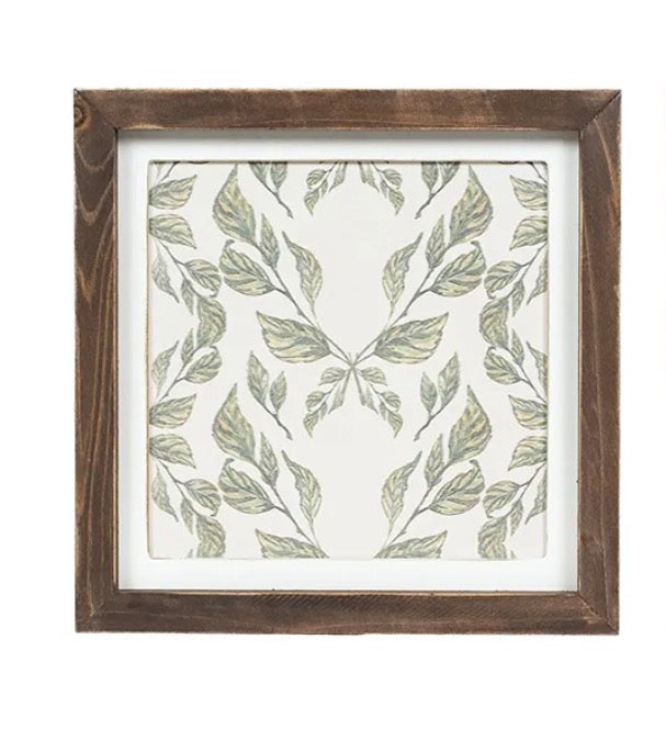Reversible botanical wood frame sign