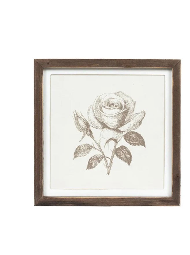 Reversible rose/ tree wood frame sign
