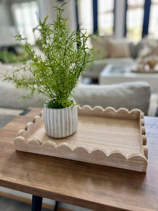 Scalloped Wooden Decorative Tray