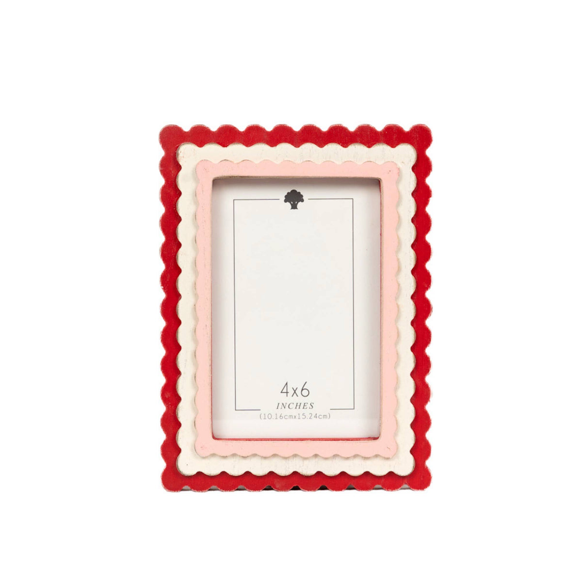 Wood Scallop Photo Frame (4x6 Pic) red/pnk VALENTINE - 21034