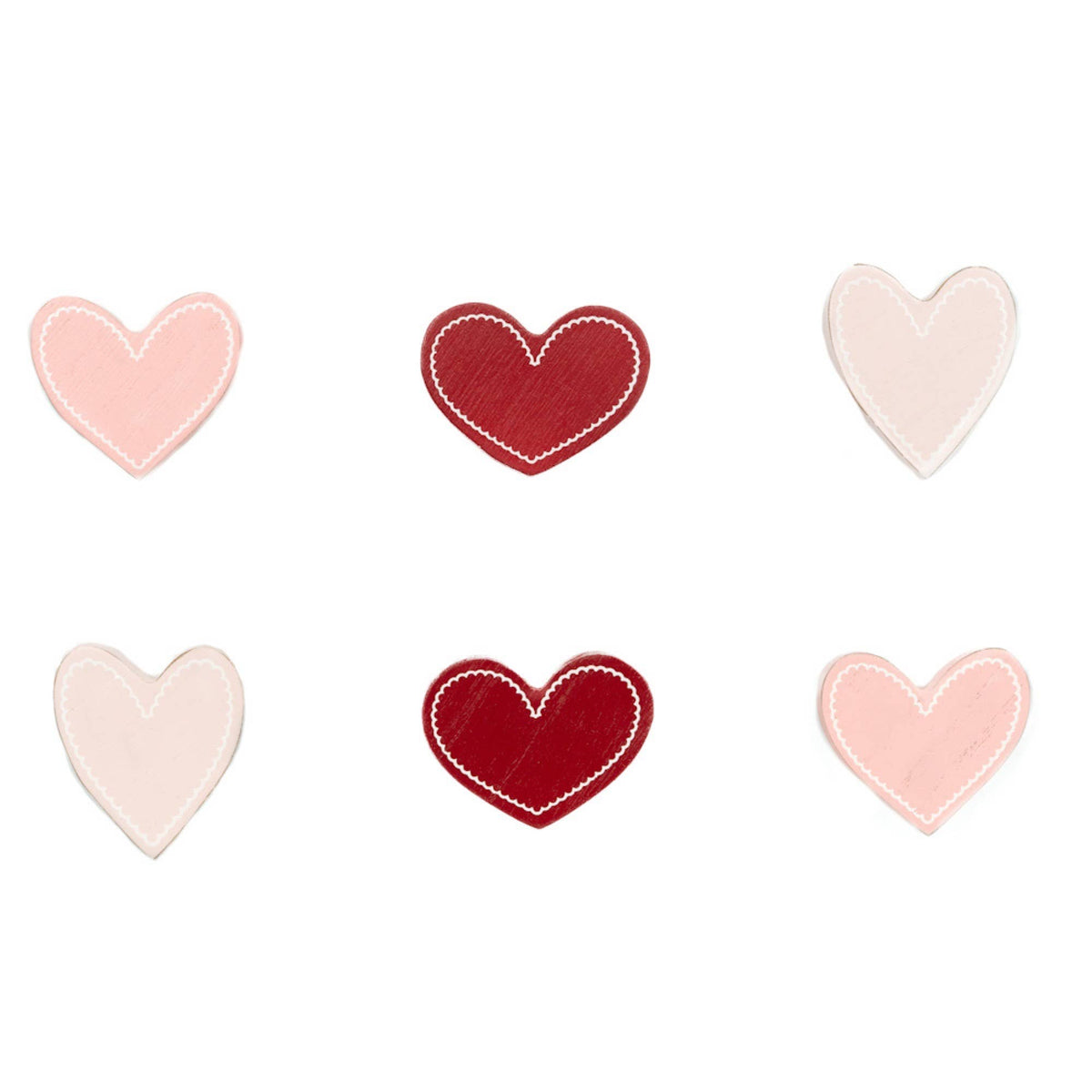 2x2" Wood Shape Set/6 (HEARTS) LETTERBOARD Valentine - 25000